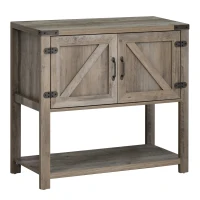 HOMCOM 2-Door Free Standing Storage Cabinet with Bottom Shelf, Kitchen Cupboard, Entryway Storage Cabinet- Grey(m-1)