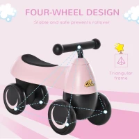 Toddler Sliding Car Ride-on Toy Sliding Walking Bike No Pedal Infant 4 Wheels Baby Bicycle Indoor Outdoor First Birthday for Boys Girls 18 - 36 months Pink(m-5)