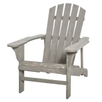 Outsunny Wood Adirondack Chair Seat Deck Reclined Extra Wide Seat for Patio Garden Deck Grey(m-1)