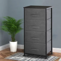 HOMCOM Fabric Dresser Organizer with 4 Drawers Steel Frame Wood Top Storage Tower(m-2)