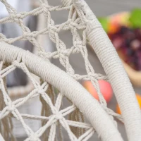 Outsunny Macrame Hanging Chair Swing Hammock for Indoor & Outdoor Use with Backrest, Cotton-Polyester Blend,Fringe Tassels, White(m-9)