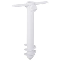 Outsunny Beach Umbrella Sand Anchor Stand Holder with 3-Tier Screw, One Size Fits All, White(m-1)