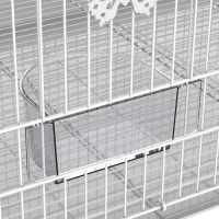 PawHut Bird Cage Bird House with Removable Tray Standing Perch Food Containers for Cockatoo Parrot Canary White(m-7)