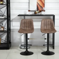 HOMCOM 2 Piece Vintage Barstools Adjustable Height Dining Counter Chair 360° Swivel with/ Footrest for Home Pub, Brown(m-2)