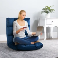 HOMCOM Adjustable Lazy Floor Sofa Chair Lounge Seat Gaming Couch Bed for Living Room, Home Office, Balcony, Blue(m-2)