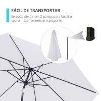 Outsunny Chapéu de Sol de Jardim Ø295x250cm com Manivela Chapéu de Sol Exterior com Mecanismo de Inclinação e Mastro Desmontável de Metal para Terraço Piscina Pátio Branco(m-6)
