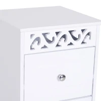 HOMCOM Wooden Three Drawers Storage Unit Floor Cabinet Bathroom Organiser Carved Bar White(m-5)