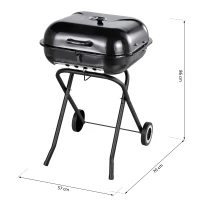 OUTSUNNY 22" Steel Porcelain Portable Outdoor Charcoal Barbecue Grill with Wheels, Black(m-3)
