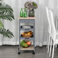 HOMCOM Kitchen Island Rolling Trolley Utility Serving Cart with Drawer and wheels, for Living Room and Dining Room, Grey(m-2)