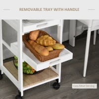 HOMCOM Kitchen Island Rolling Trolley Utility Serving Cart with Drawer and wheels, for Living Room and Dining Room, White(m-5)