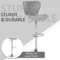 HOMCOM 2 Pieces Bar Stools Adjustable Height Counter Chair with/ Footrest for Home Pub, Grey(m-6)