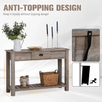 HOMCOM Console Table American Pastoral Desk with Drawer Bottom Shelf Living Room, Entryway, Bedroom Grey(m-6)