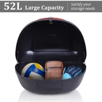 HOMCOM Motorcycle Tail box 52L Top Case Motorbike Trunk Helmet Carrier Luggage Helmet Storage Mount Rack w/ Keys(m-7)