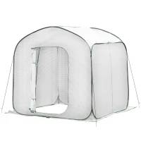 Outsunny 7' x 7' x 7' Pop Up Mini Greenhouse with Side Arc Door & Portable Zipper Bag for Plants Outdoor, PE Cover(m-1)