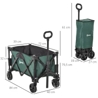 Outsunny Folding Wagon Garten Cart Collapsible Camping Trolley Steel Frame Oxford Fabric(m-3)
