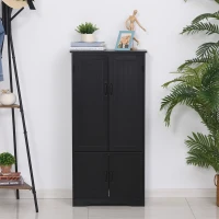 HOMCOM 4-Door Storage Cabinet Multi-Storey Large Space Pantry w/ Adjustable Shelves, Black(m-2)