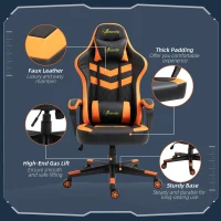 Vinsetto High Back Rocking Gaming Office Chair with Headrest and Lumbar Support, Rolling Casters Orange(m-7)