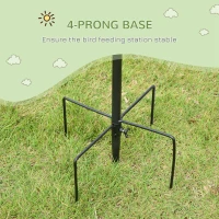 Pawhut Bird Feeding Station Kit, Wild Bird Feeder Pole with 6 Hooks, 4 Hanging Feeders for Peanuts, Seed, Fat Balls, for Garden, Outdoor, Black(m-6)