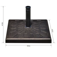 Outsunny 15kg Resin Durable Patterned Colophony Garden Patio Square Umbrella Stand Base Stand Bronze(m-3)