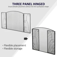 HOMCOM 3-Panel Metal Fireplace Mesh Screen Home Foldable Steel Spark Guard Decoration, Black(m-5)