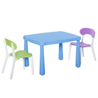 HOMCOM Kids Table and Chairs Set 3 Pieces Toddler Furniture Multi-usage Easy Assembly Cartoon Pattern Ideal for Arts & Crafts Snack Time Homeschooling Homework(m-1)