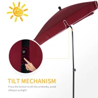 Outsunny Aluminium Sun Umbrella Parasol Patio Garden Rectangular Tilt 2M x 1.25M(m-4)