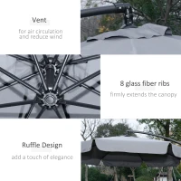 Outsunny 2.7m Garden Banana Parasol Cantilever Umbrella with Crank Handle and Cross Base for Outdoor, Hanging Sun Shade, Dark Grey(m-6)