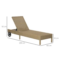 Outsunny ligbed rotan look naturel + kaki 200 x 66 x 92 cm(m-3)