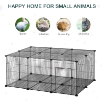 PawHut Pet Playpen DIY Small Animal Cage Metal Fence with Door, 22 Pieces, for Bunny Chinchilla Hedgehog Guinea Pig(m-6)