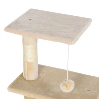 PawHut Plush Cat Tree Tower Activity Center with Sisal Scratching Posts Perch Condo,Beige(m-9)