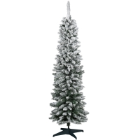 HOMCOM 1.8m Artificial Flocked Christmas Tree Pencil Silm Style Snow Tipped Tree Easy Assembly with Foldable Base for Indoor Holiday Decoration