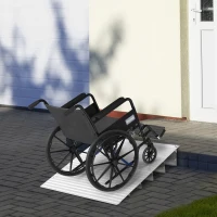HOMCOM 5'' Wheelchair Ramp Aluminum Threshold Mobility with Adjustable Height for Scooter Power Chair 700lbs Silver(m-2)