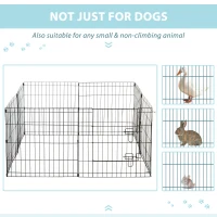 PawHut 8 Panel Pet Cage Playpen Dog Puppy Rabbits Guinea Metal Crate Fence Run Cage Kennel Indoor Outdoor (24-inch)(m-6)