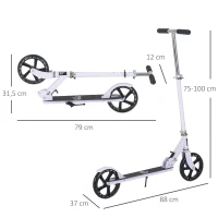 HOMCOM Kids Scooter for Ages of 3-8 Years Adjustable Height Teens Ride On Toy for Kids Boys Girls Foldable Design Rear Breaking White(m-3)