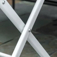 Składany Stół Ogrodowy Outsunny z Otworem na Parasol, Biały, 110 x 70 x 70 cm(m-7)