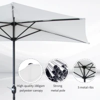 Outsunny 3(m) Round Parasol 8 Steel Ribs Construction Garden Outdoor Umbrella w Zink Alloy Crank & Tilt Function Cream(m-5)