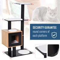 PawHut Cat Tree with Condo, Sisal Scratching Post and Washable Mat Black(m-6)