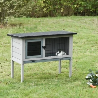 Pawhut Wooden Rabbit Hutch Bunny Cage Backyard Built in Tray Openable Asphalt Roof Small Animal House 86 x 45 x 70 cm(m-2)
