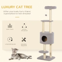 PawHut 5-Levels Plush Cat Tree Tower Activity Center with Sisal Scratching Posts Perch Roomy Condo Funny ball, Grey(m-4)