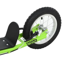 HOMCOM Teens Youth Kick Scooter Adjustable Handlebar Ride On Toy For 5+ w/ Front and Rear Dual Brakes Inflatable Wheels-Green(m-8)