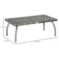 Outsunny PE Wicker Rattan Garden Coffee Table - Mixed Grey(m-3)