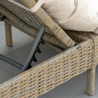 Outsunny ligbed rotan look naturel + kaki 200 x 66 x 92 cm(m-9)