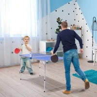 OUTSUNNY Table-Tennis Table W/ Bat, Ball Aluminum Portable Adjust Height 54/62/70(m-2)