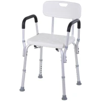 Homcom 6-Level Adjustable Aluminum Bath Stool Spa Shower Chair w/ Non-Slip Feet, Armrest, Back(m-1)