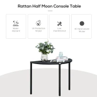 Outsunny Garden balcony table half-moon braided resin 4 wire imitation black rattan(m-4)