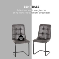 HOMCOM Set of 2 Dining Chairs Upholstered High Back Seat for Kitchen Living Room with Bent Metal Base, Grey(m-4)