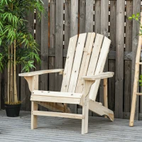 Outsunny Wood Adirondack Chair Seat Deck Reclined Extra Wide Seat for Patio Garden Deck Natural(m-5)