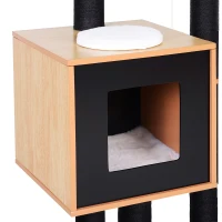 PawHut Cat Tree with Condo, Sisal Scratching Post and Washable Mat Black(m-8)