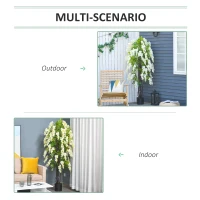 OUTSUNNY Artificial Wisteria Flowers Tree Fake Vine Ratta Silk Flowers with Nursery Pot for Indoor Outdoor Décor, 165cm, White and Green(m-5)