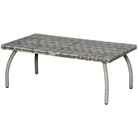 Outsunny PE Wicker Rattan Garden Coffee Table - Mixed Grey(m-11)